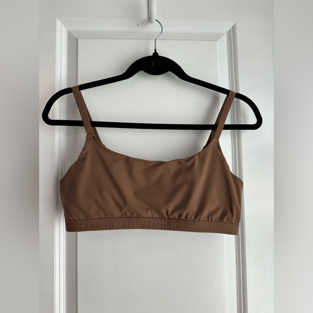 SKIMS Fits Everybody Scoop Neck Bralette Jasper Brown Size XL
